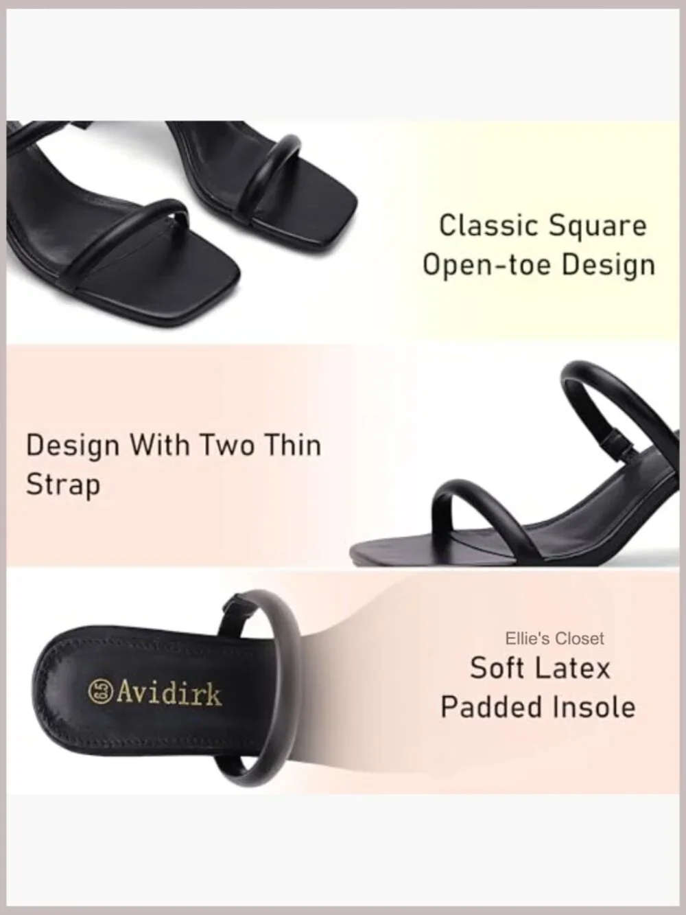 Square Open Toe Heeled Sandals Two Strap Mules Slip On Block Chunky Mid Heels
